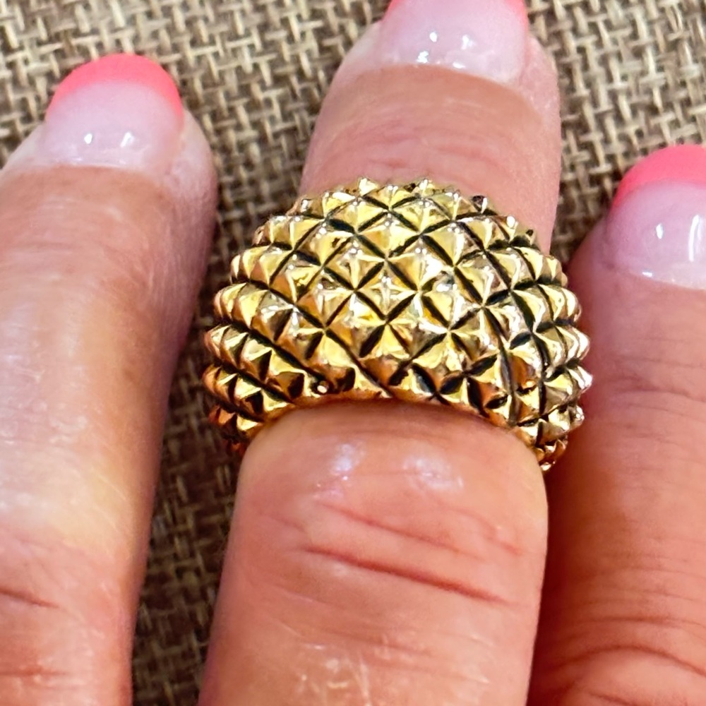 Gold Textured Chunky Women's Ring - Size 8